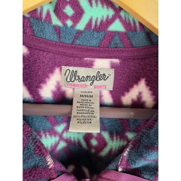 Wrangler Womens Sweatshirt Size Medium Purple Southwestern Aztec 1/4 Zip Fleece - Picture 8 of 13
